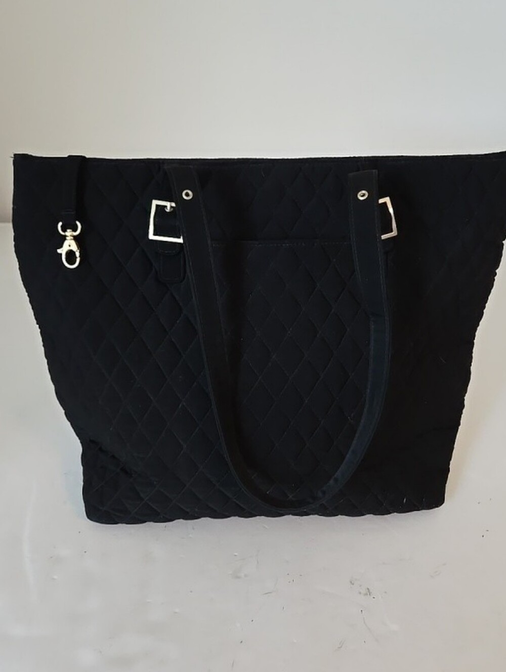 Vera Bradley Large Black with Gold Hardware Quilted Tote Bag